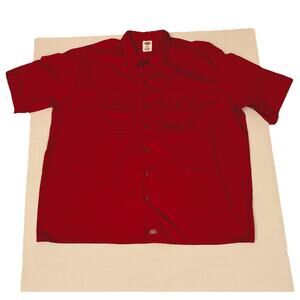 Dickies Shirt Men's 3XL Short Sleeve Work Shop Mechanics Red Button Up